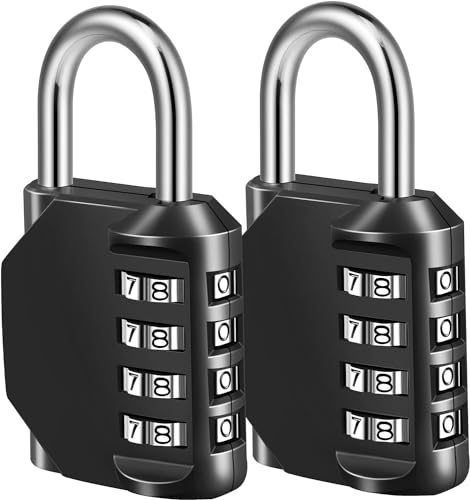Fayleeko 4-Digit Combination Padlocks 2 Pack for Gym, Locker, Toolbox, Fence, Storage - Black