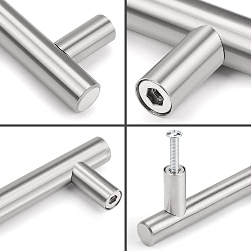 Probrico 30 Pack 3 Inch Hole Center Kitchen Cabinet Handles Brushed Nickel Stainless Steel T Bar Pulls