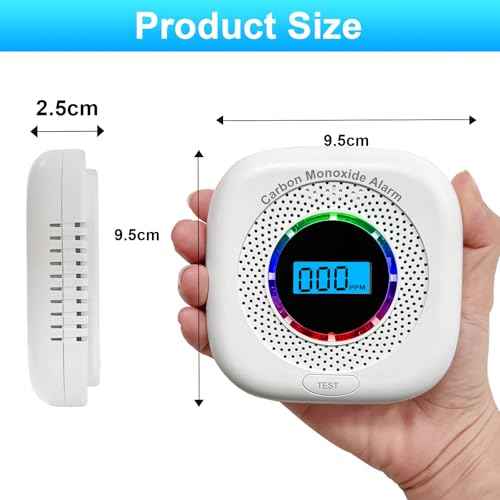 Carbon Monoxide Detectors,Carbon Monoxide Alarm/Monitor Battery Operated with Light&Digital LCD Display, Portable Traval CO Detector Alarm for Home,Bedroom,Office,RV,Warehouse