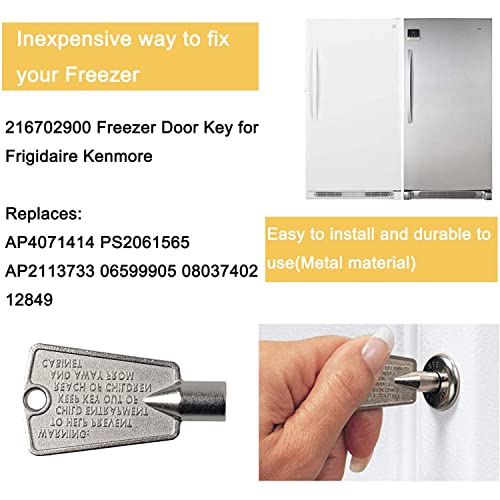 2 Pack Freezer Door Key for Frigidaire/Kenmore – Model 216702900 Metal