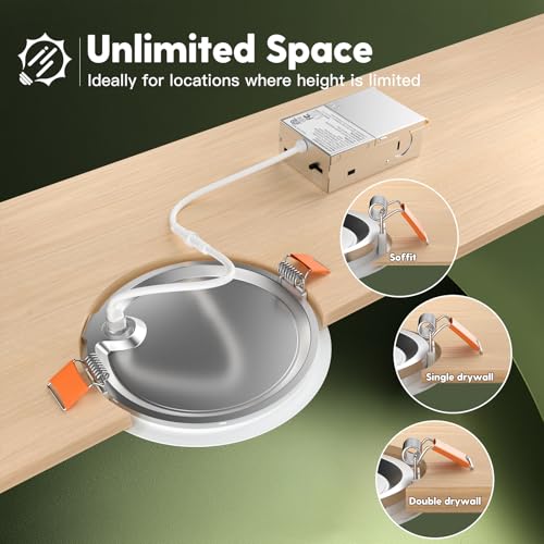 FREELICHT 6 Inch LED Recessed Light 24 Pack, 5 CCT Dimmable, 1050LM, Easy Install