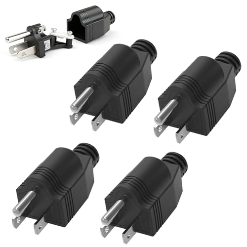 XGJUCE Black 4 Pack 3 Prong Power Plugs 125V 15A Replacement