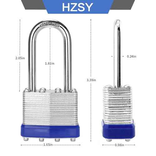 Padlocks Keyed Alike, Pack of 6, Laminated Steel Keyed Lock (1-9/16", 40mm), Padlocks with Same Key, Long Shackle, for Toolbox, Locker & StorageUnit or More