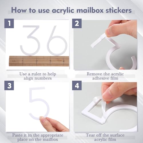 Leinuosen White Acrylic Mailbox Numbers Set, 3 Inch Classic Style, 20 Pieces