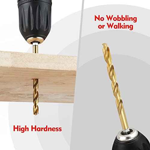 WORKPRO 9-Piece 1/4" Hex Shank Drill Bit Set, Titanium Plating HSS Drill Bits from 1/16" to 3/8" for Metal, Steel, Wood, PVC, Quick Change Design