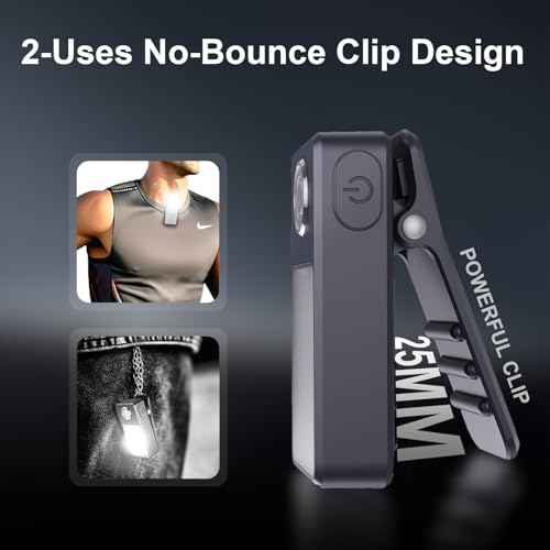 Tubasion Clip On Running Light with 3 Modes, USB-C Rechargeable Running Lights for Runners, IPX7 Waterproof EDC Flashlight for Jogging, Cycling, Working, Dog Walking, Camping and Safety Warning