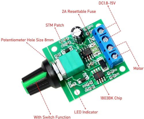 Gebildet 12V 5-Pin PWM Motor Speed Controller 2A Adjustable DC Driver with Knob