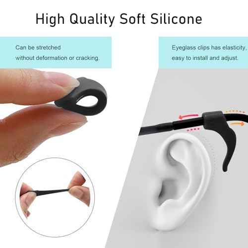 Eyeglasses Ear Grippers Set, 16 Pairs Anti Slip Eyeglasses Grip for Behind the Ear, Comfortable Silicone Eyeglass Holder for Sunglasses Presbyopia Glasses Sports Glasses