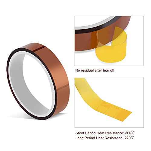 2 Rolls 10mm x 100ft High Temperature Heat Resistant Tape Sublimation Dye Mug Electronic Polyimide Tape
