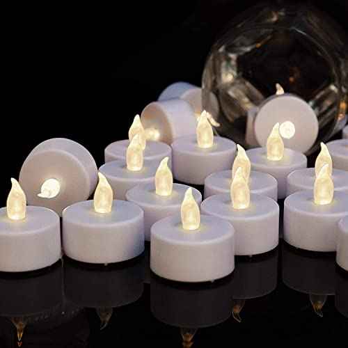 Tea Lights Flameless Battery Operated Candles-LED Flickering Votive Candle Long Lasting 200 Hours,24 Pack Realistic and Bright for Seasonal Festive Celebrations Decoration Warm White