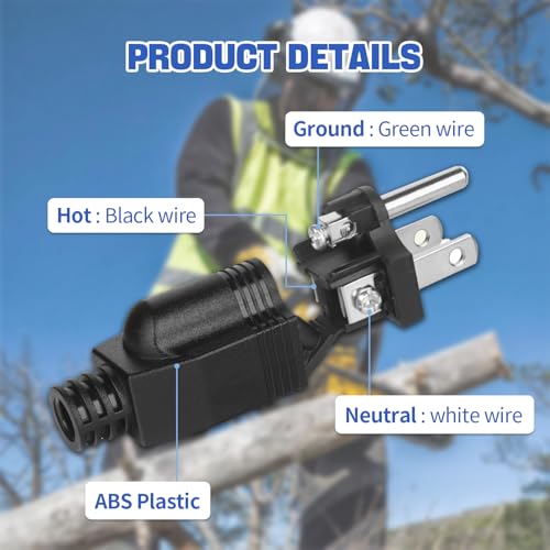 3 Pack Grounding Electrical Plugs 125V 15A NEMA 5-15R Replacement Connectors