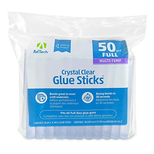 AdTech 50 Count Multi-Temp Full Size Clear Hot Glue Sticks for Crafting & DIY