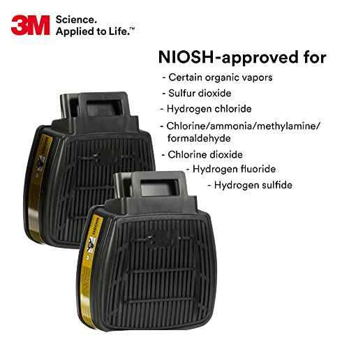 3M Respirator Cartridge, Secure Click D8006 Cartridge for Multi-Gas/Vapors, Ammonia, Methylamine or Formaldehyde, NIOSH Approved, Dual-Flow for Greater Breathability and Comfort, 1 Pair