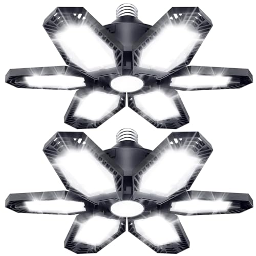 TANBABY 2 Pack LED Garage Ceiling Lights Deformable 30,000LM 6500K Daylight