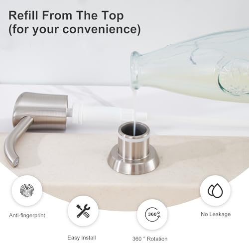 GAGALIFE Brushed Nickel Dish Soap Dispenser 17 oz for Kitchen Sink