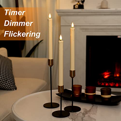 Homemory 6 Pack Ivory Flameless Taper Candles with Remote & Timer, 9.6 Inches