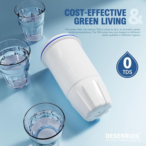DESENRUIS Water Filter Replacement Pack of 4 for Zero Pitcher & Dispenser ZR-001, ZR-004, ZP-006, ZR-017