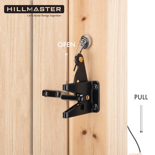 HILLMASTER Self Locking Gate Latch 1 Pack for Wooden Fence Heavy Duty Outdoor Security