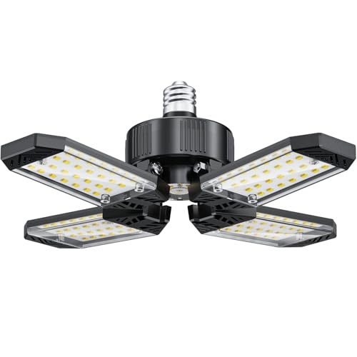 120W LED Garage Light 12000LM Deformable Panels, Screw-in Shop Lighting, 1 Pack