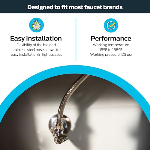 Eastman 16-Inch Steel-Flex Flexible Faucet Supply Line, 3/8 in. Compression Braided Stainless Steel