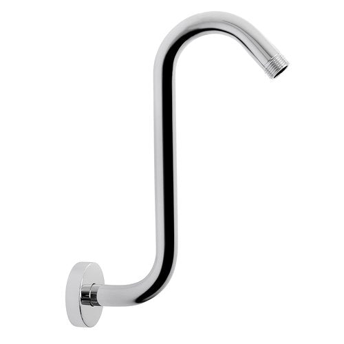 NearMoon S Shaped Shower Head Riser Pipe, Shower Extender Arm with Flange, Standard 1/2" Connection- Bathroom Accessory, 12 Inch (1 Pack, Chrome)