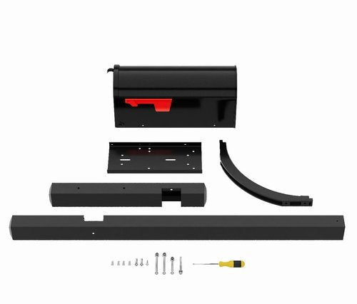 The Glenbrook Aluminum Mailbox Post - Complete System with Steel Mailbox and Aluminum Post Included (All Black)