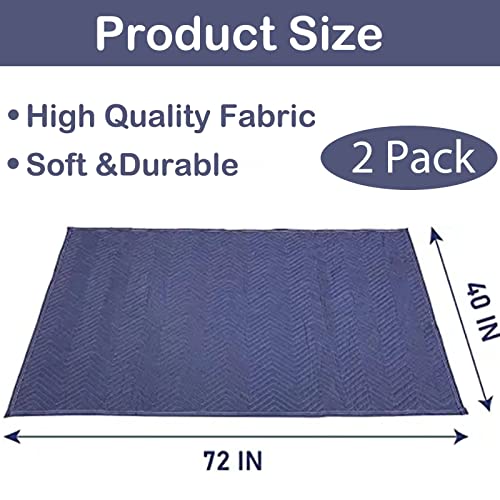 PONGHEI 2 Pack Moving Blankets 40x72 Heavy Duty Furniture Wraps for Shipping and Moving