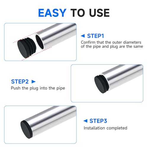 8-Pack 1-1/4 Inch (32mm) Round Plastic Hole Plugs for Furniture & Tubes, Black