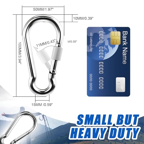 Kinlink M10-4.00 inch Heavy Duty Locking Carabiner Stainless Steel 2 Pack