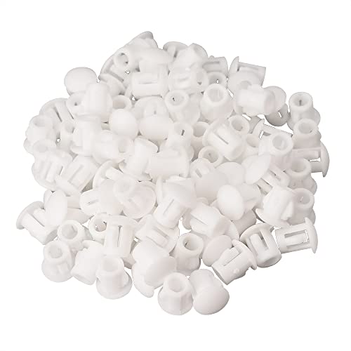 Alamic 3/16 inch White Plastic Flush Hole Plugs - Pack of 100 for Cabinets