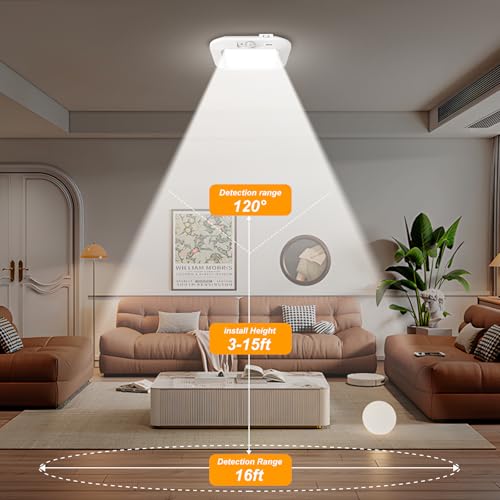 6000K Battery Operated Ceiling Light with Motion Sensor - Indoor LED Fixture