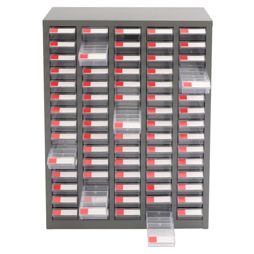 SAHUANIYE 75-Drawer Parts Cabinet, Bolt & Nut Tool Storage Organizer, Cold-Rolled Steel Grey