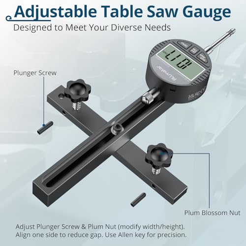 ALLmeter Table Saw Alignment Gauge with Digital Dial Indicator, 3/4in Miter Slot, Black