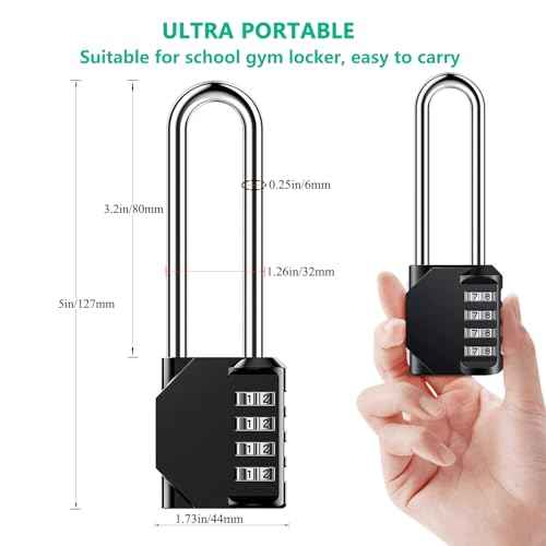 3.2 Inch Ultra Long Shackle Resettable Combination Padlock, 4 Digit Set Your Own Combination Combo Lock Outdoor for School Gym Employee Locker Lock, Hasp Storage, Fence Gate, Toolbox - 2 Pack