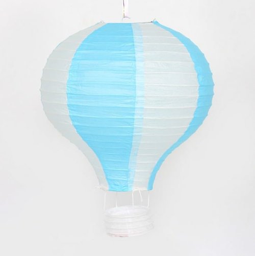 Namzi 16in Hanging Hot Air Balloon Paper Lanterns, Reusable Chinese Japanese Party Ball Lamps Decorations Wedding Birthday Anniversary Christmas Engagement, Set of 6，Light Blue Stripe