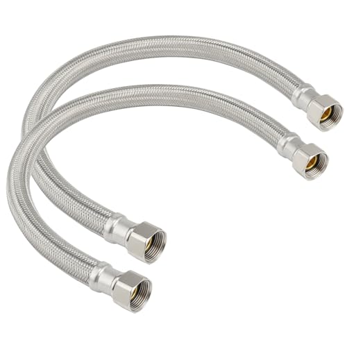 24-Inch Stainless Steel Water Heater Connector Hose 3/4 FIP x 3/4 FIP 2 Pack