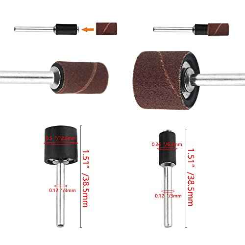 TOVOT 212PCS Sanding Drum Assortment Set Rotary Tool Sanding Drums with 1/8 Shank Sanding Bands Sanding Sleeves for Drill (180/240/320/600 Grit)
