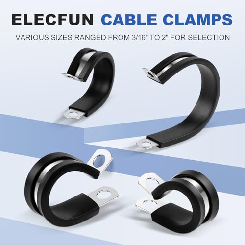 ELECFUN 3/4 Inch Stainless Steel Cable Clamps with Rubber Cushioning, Pack of 20