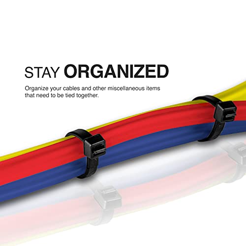 TR Industrial Black 8-Inch UV Resistant Cable Ties - 100 Pack