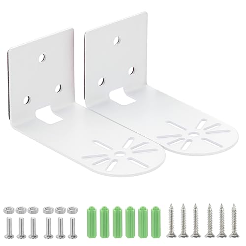 Sumnacon 2PCS Wall Mount Camera Shelf- Metal Small Wall Shelf with Adhesive,Universal Small Floating Shelf for Security Cameras, Speakers,White