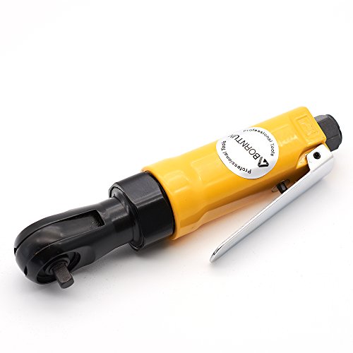 BORNTUN 1/4 Inch Mini Air Ratchet Wrench Pneumatic Torque Spanner Industrial Yellow