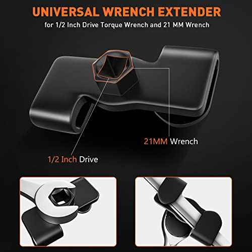 QUICKWOLF Wrench Extender Tool, Universal Wrench Extender with 1/2 Inch or 21mm Hex Drive for Mechanics and Automotive,Heat-Treated Forging