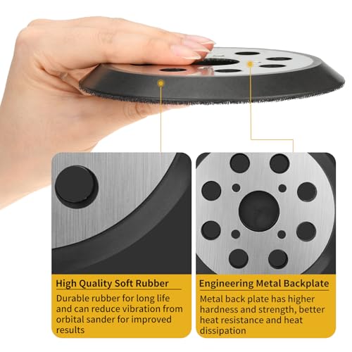 1 Pack 5" 8 Hole Replacement Sander Metal Pad Compatible with Milwaukee 6021-21 6034-21 2648-20 2648-21 Orbital Sander Hook and Loop Replacement Part #51-36-7100 (4 Screw Holes Sander Pads)