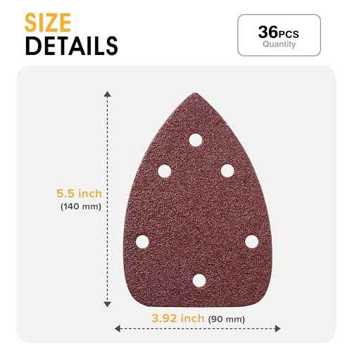 36 PCS Mouse Sander Sandpapers 6 Hole Mouse Sand Paper Detail Sander Sanding Disc Mouse Sander Pads Hook and Loop Triangle Sandpaper (60/80/100/120/180/240) -6 PCS for Each Grit