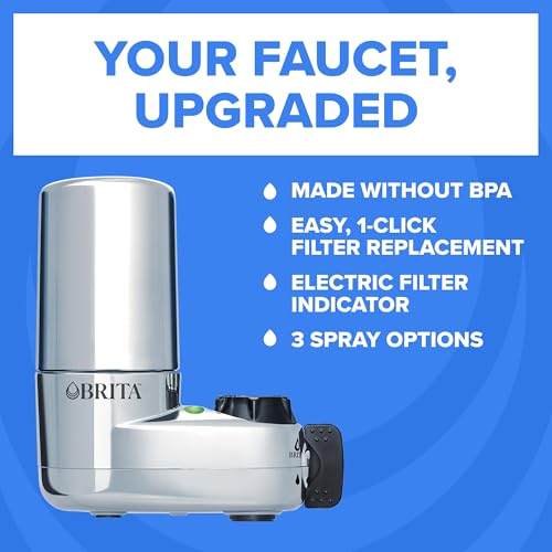 Brita Elite Chrome Faucet Water Filter System with 2 Filters & Spray Options - Fits Standard Faucets
