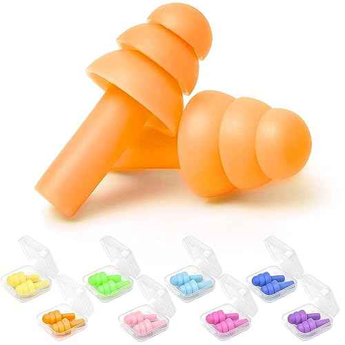 Earplugs for Sleeping Noise Cancelling, Reusable Ear Plugs? Super Soft, Silicone Ear Plug, for Sleeping 8 Pairs, Swimming, Snoring, Concerts, Work, Noisy Places (8 Colors)