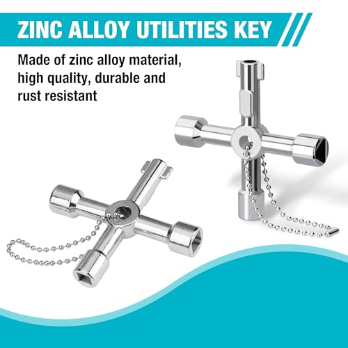 DURATECH 4 Way Utility Key, Multi-functional Water Key, 1-Pack, for Valve, Faucet, and Spigots