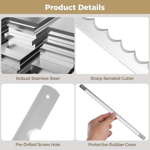 10.8 inch Bow Bread Knife Replacement Blades – Stainless Steel, Includes 20 Covers & 40 Screws