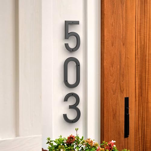 HouSi 6 Inch Black Floating House Number - Modern Metal Address Sign, Model 1