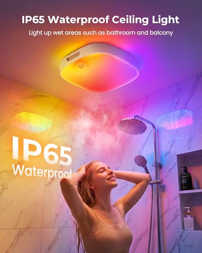 FULEN Waterproof Shower Ceiling Light with Motion Sensor, Rechargeable, White / 1 Pack